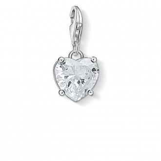 Charm pendant Heart with white stone