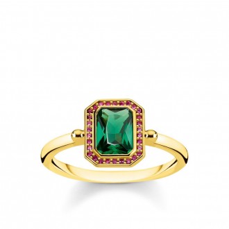 ring Red & green stones, gold