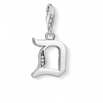 Charm pendant letter D silver